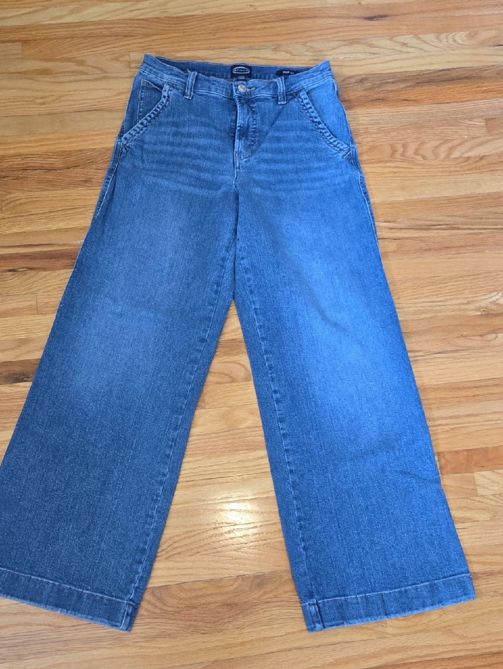 Wide Leg Trouser Jeans in Medium Blue